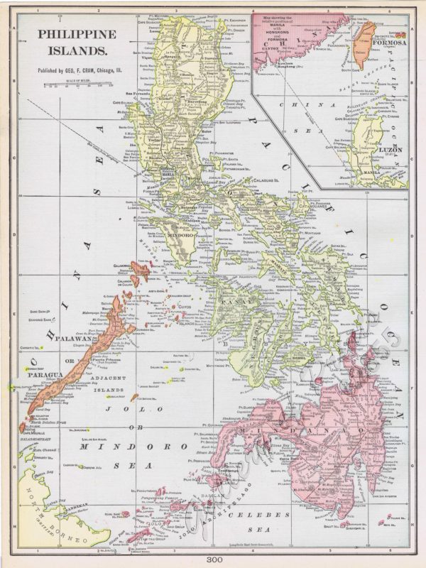 Philippine Islands. with inset: Map showing the relative position of ...