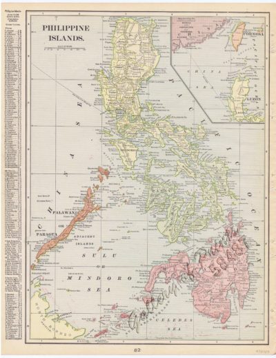 Philippine Islands with inset: Map showing the relative position of ...