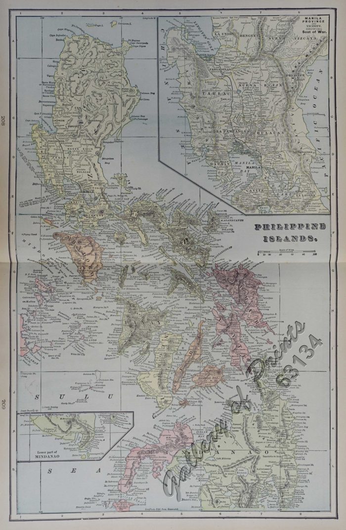 Philippine Islands insets: 1) Manila Province and Vicinity showing Seat ...